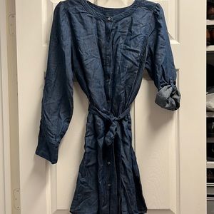 Denim button front dress
